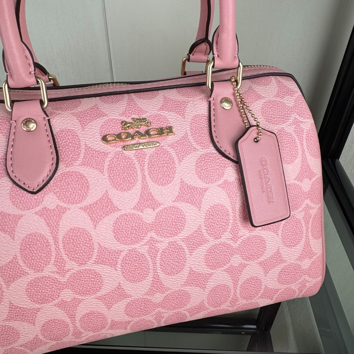 COACH Rowan Satchel Bag – Signature Canvas CV961 Powder Pink