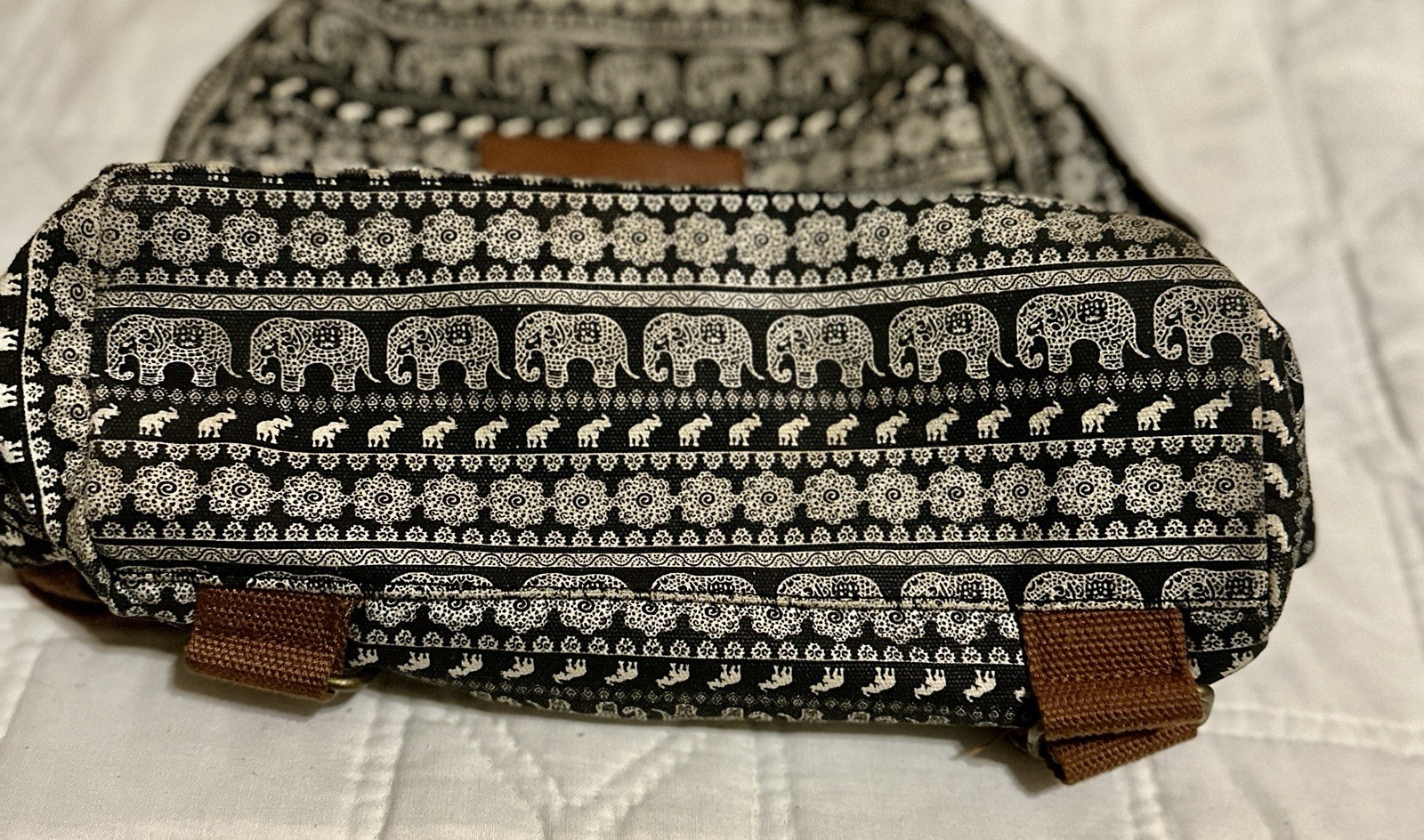 AEO American Eagle Outfitters Canvas Backpack — Elephants Black Leather Accents