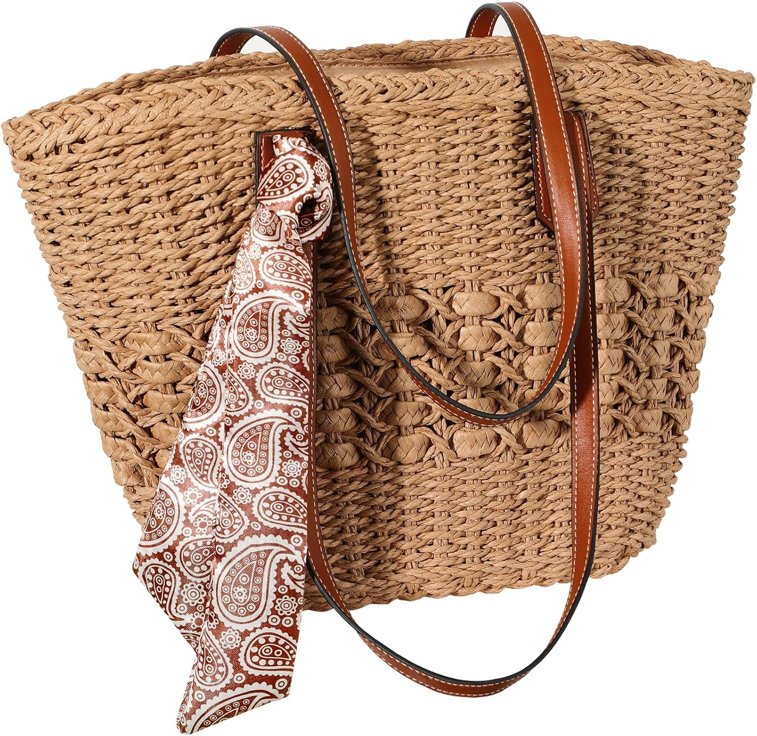 Trifabricy Beach Bags for Women, Summer Straw Bag, Woven Straw Beach Tote Bag Sh