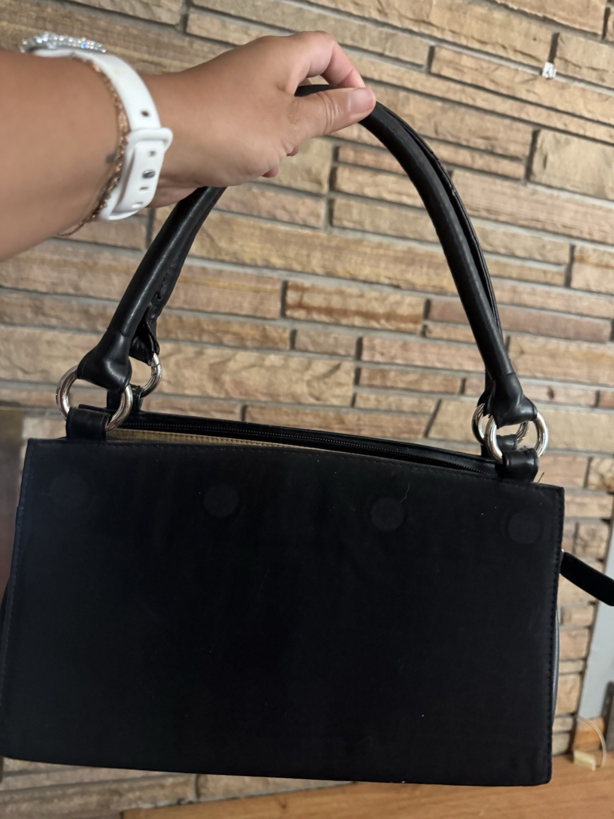 MICHE Geometric Satchel Top Handle Black/Gray Detachable Strap Magnetic