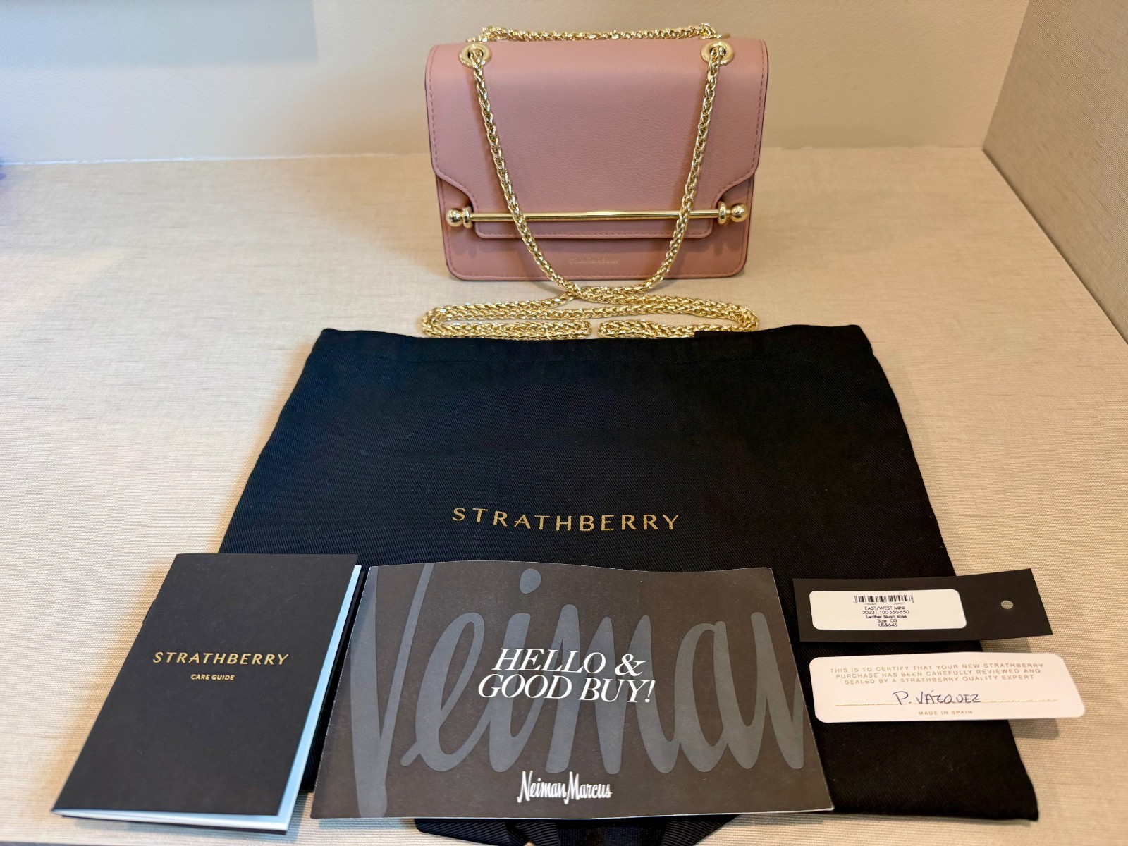 Strathberry East West Mini Shoulder Bag Blush Rose