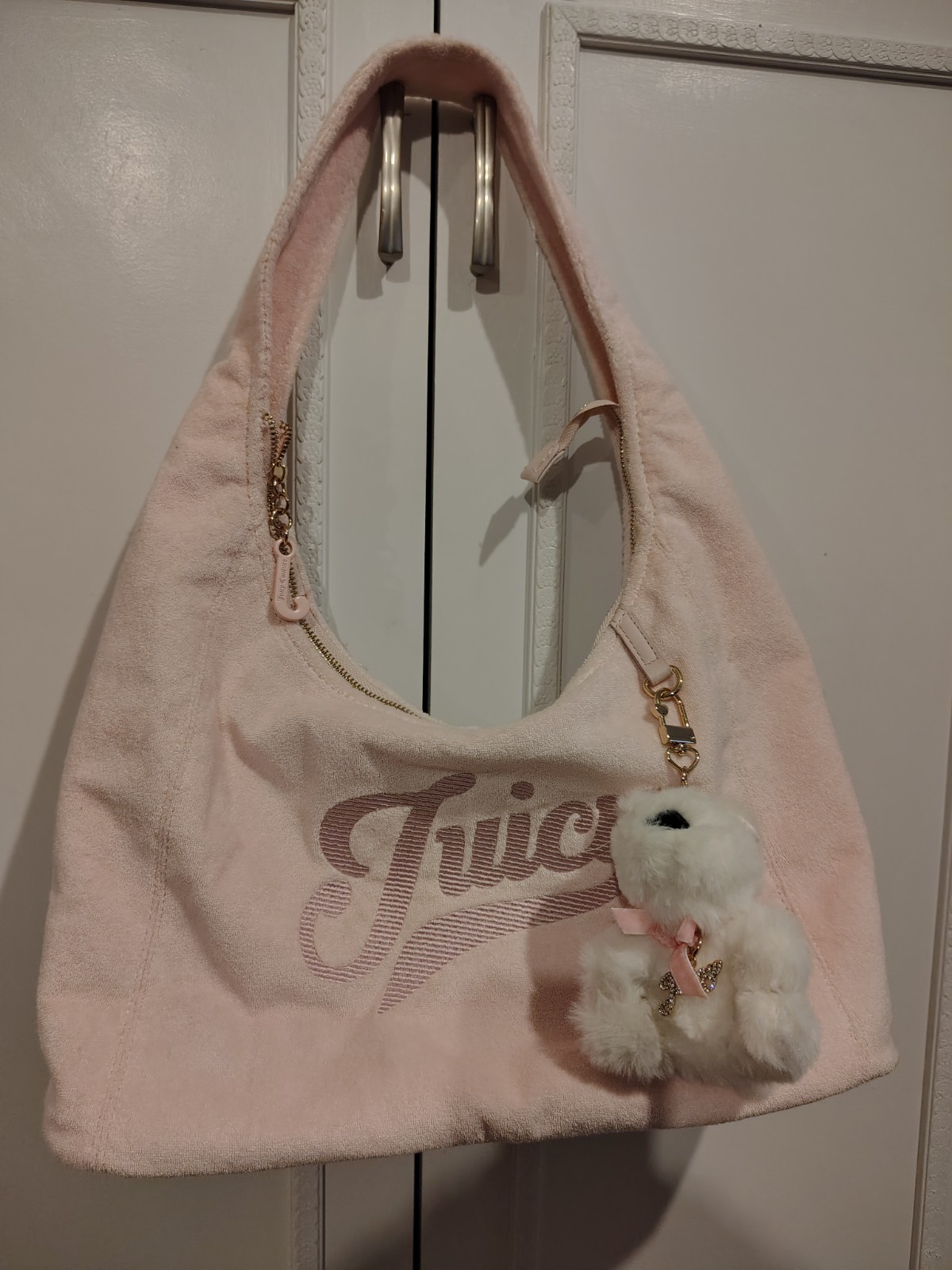 Juicy Couture Powder Blush Too Cute Hobo Shoulder Bag with Charms