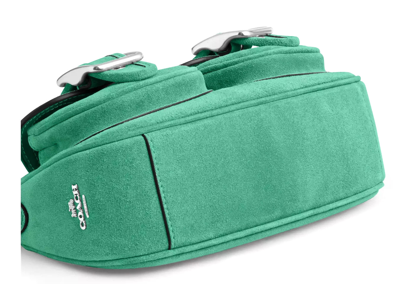 NWT Coach Ashton CDA95 Shoulder Crossbody Bag In MINT GREEN Suede Leather Silver