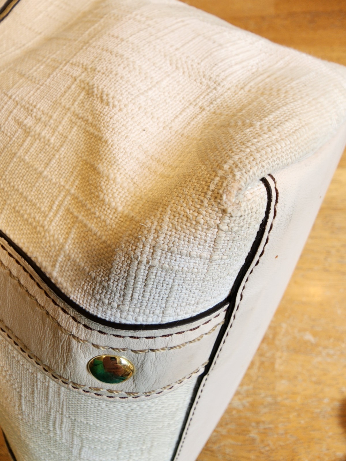 2006 vintage Coach Legacy Signature / Soho cream canvas and white leather tote