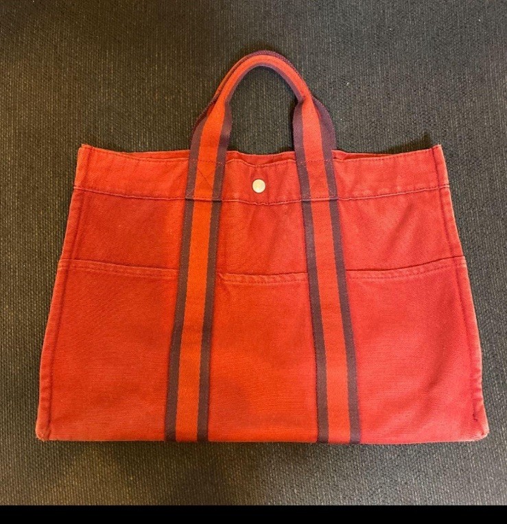 Hermes Vintage Fourre Tout MM TOTE Bag.canvas red from JAPAN.