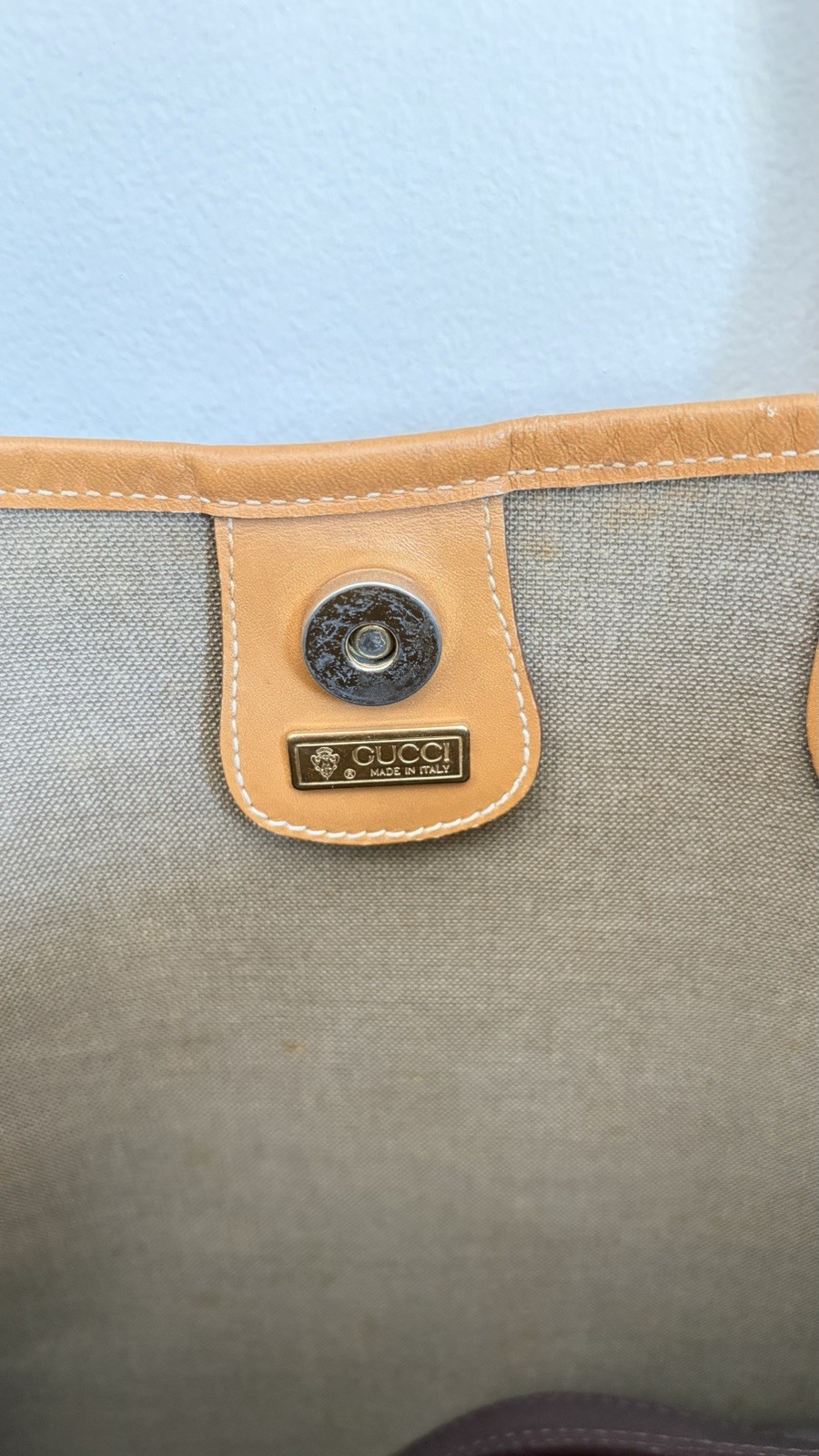 Vintage Gucci GG Supreme Web Stripe Tote Bag Monogram Canvas Authentic Italy