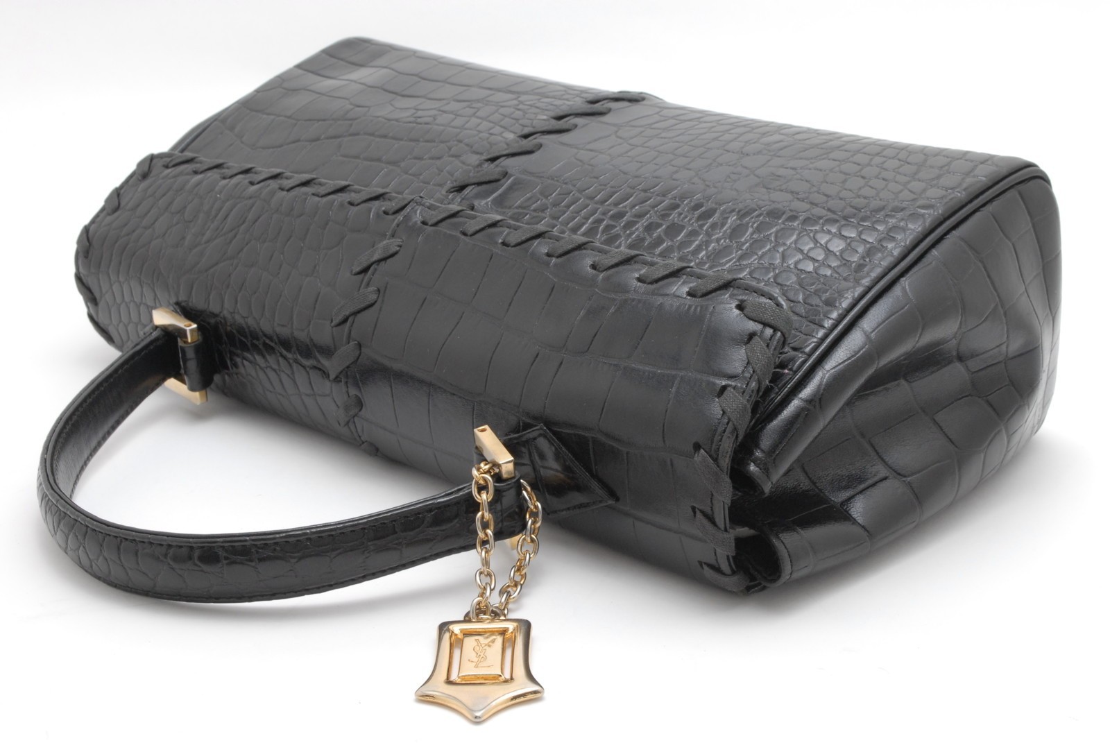 Yves Saint Laurent Handbag Black Leather YSL Vintage