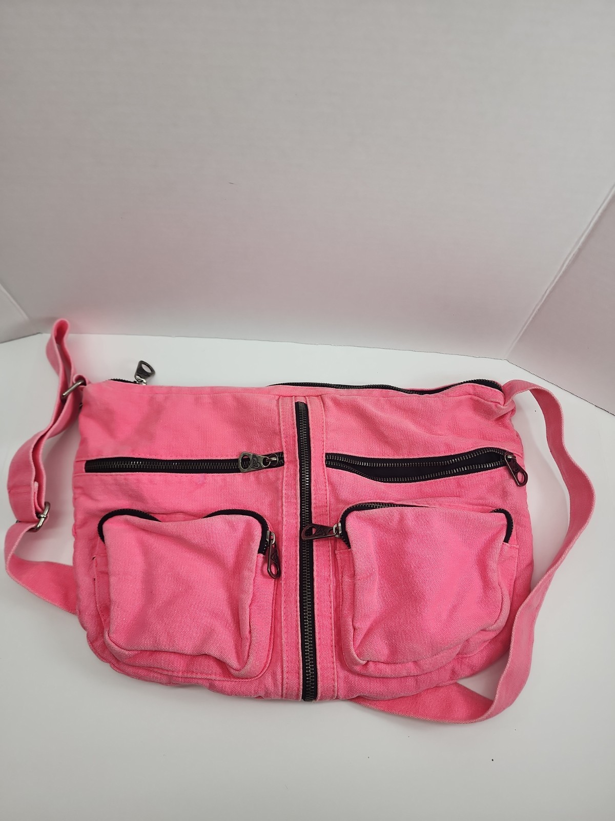 Vintage Y2K Roxy Pink Coral Canvas Denim Bag / Purse With Expandable Zipper