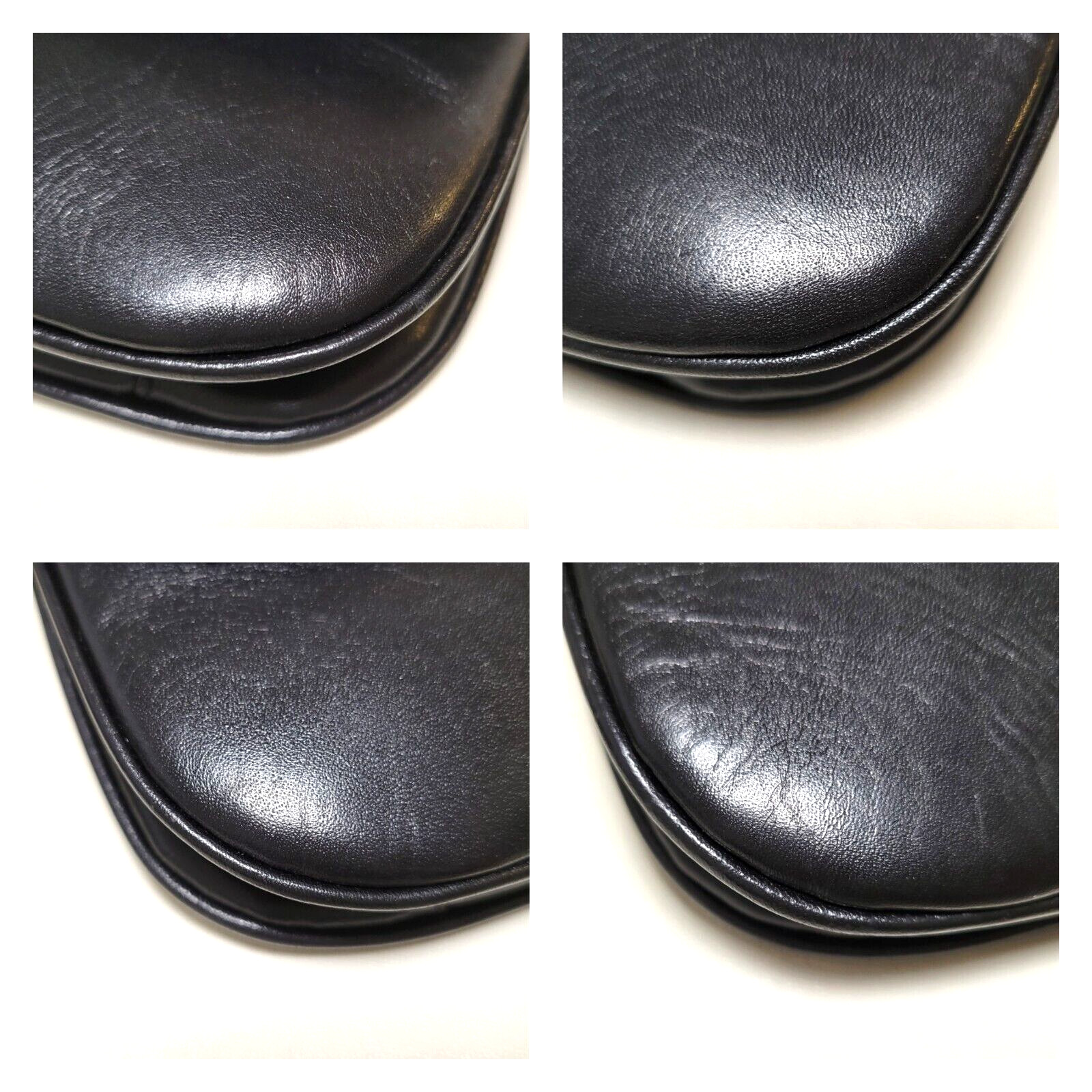 CELINE Shoulder Bag Purse Triomphe Leather Black Vintage