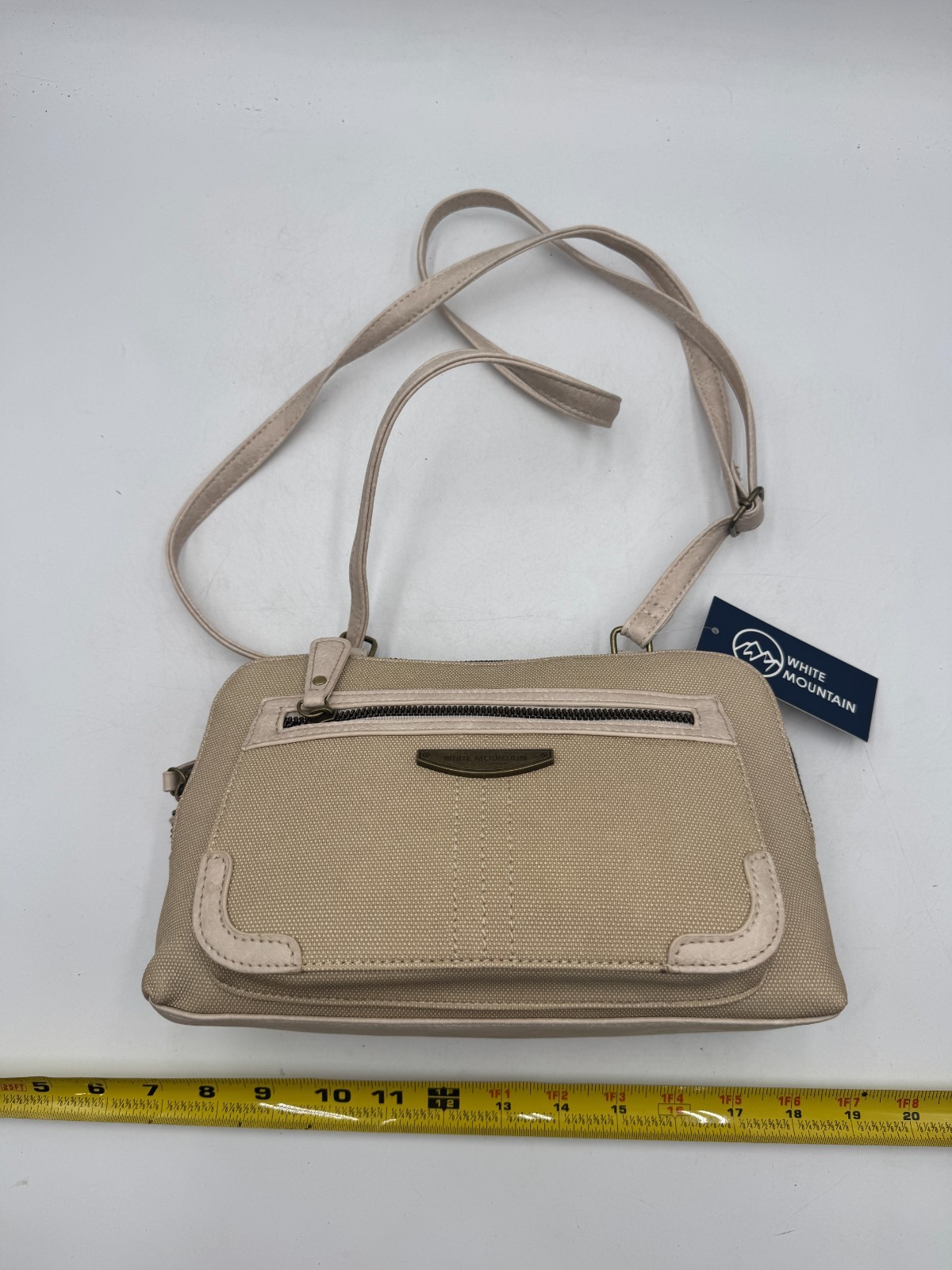 White Mountain Women’s Light Tan Canvas Multi Compartment Crossbody Handbag