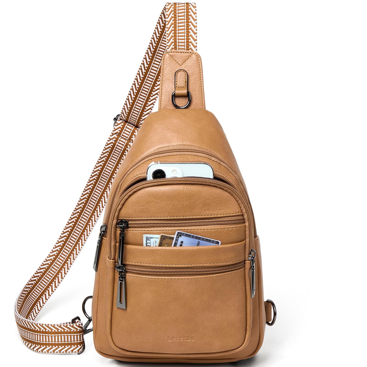 Sling Bag for Women Cross Body Purse Fanny Pack Sling Backpack Vegan Tan