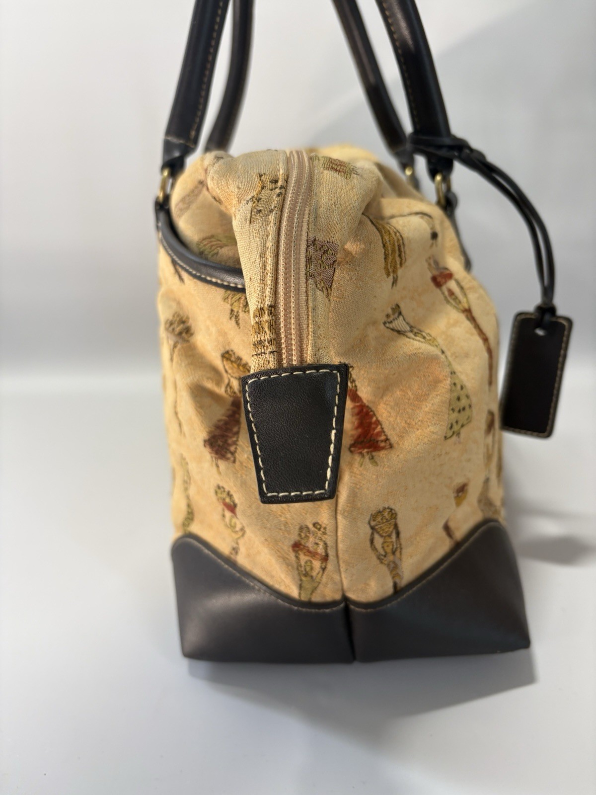 Etienne Aigner Canvas Handbag Purse Tribal Folk Art Print Shoulder Bag Vintage