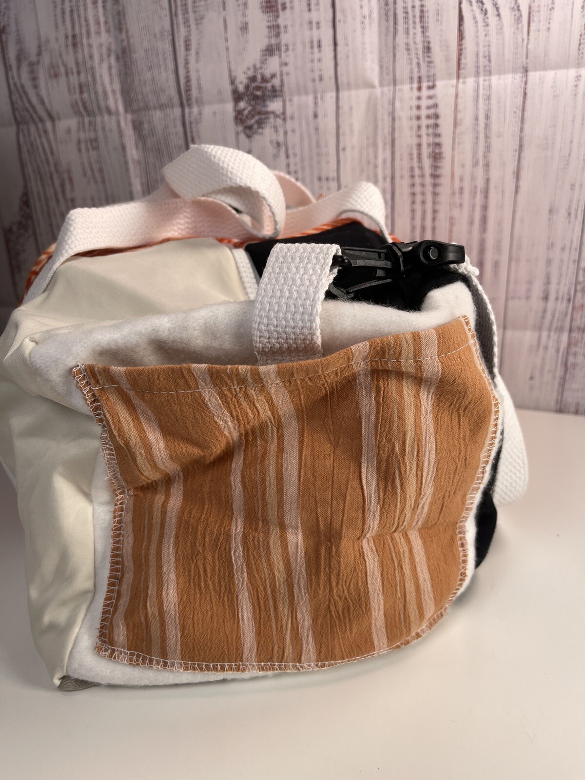Refried Apparel New Small Duffel Bag 16 x 8 x 8 boho, patchwork, recycled USA