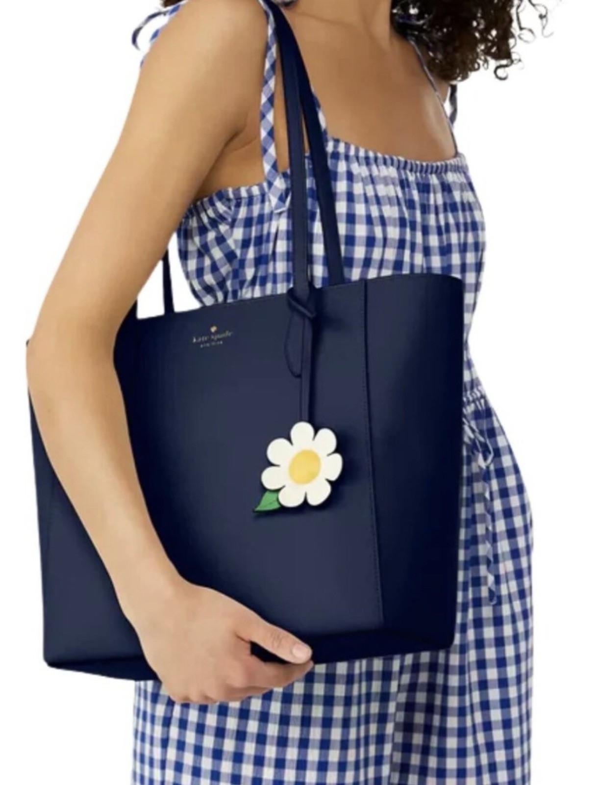 NWT Kate Spade Dana Tote Parisian Navy with Flower Accent