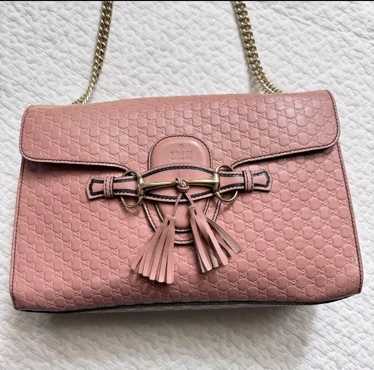 GUCCI Micro Guccissima Emily Chain Shoulder Bag with Tassel
