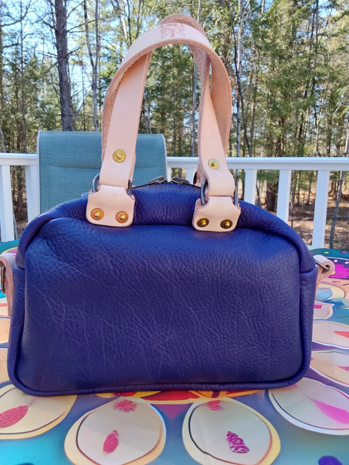 Go Forth Goods – Mini Hoffman Leather Crossbody – Violet w/Natural – BNNU