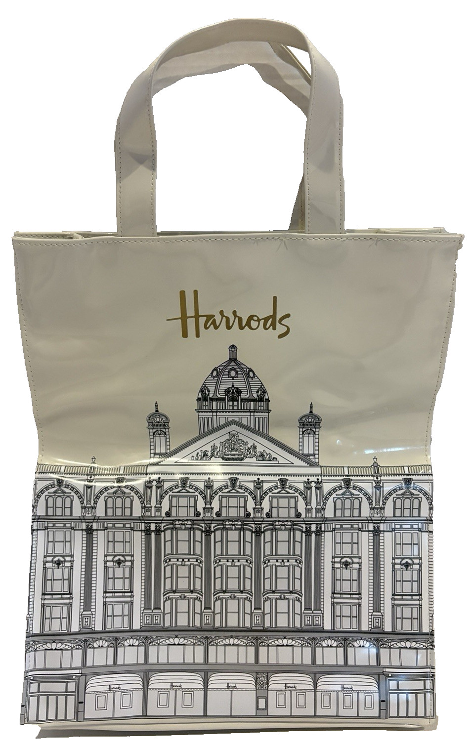 Harrods London White Snap Closure PVC Tote Bag