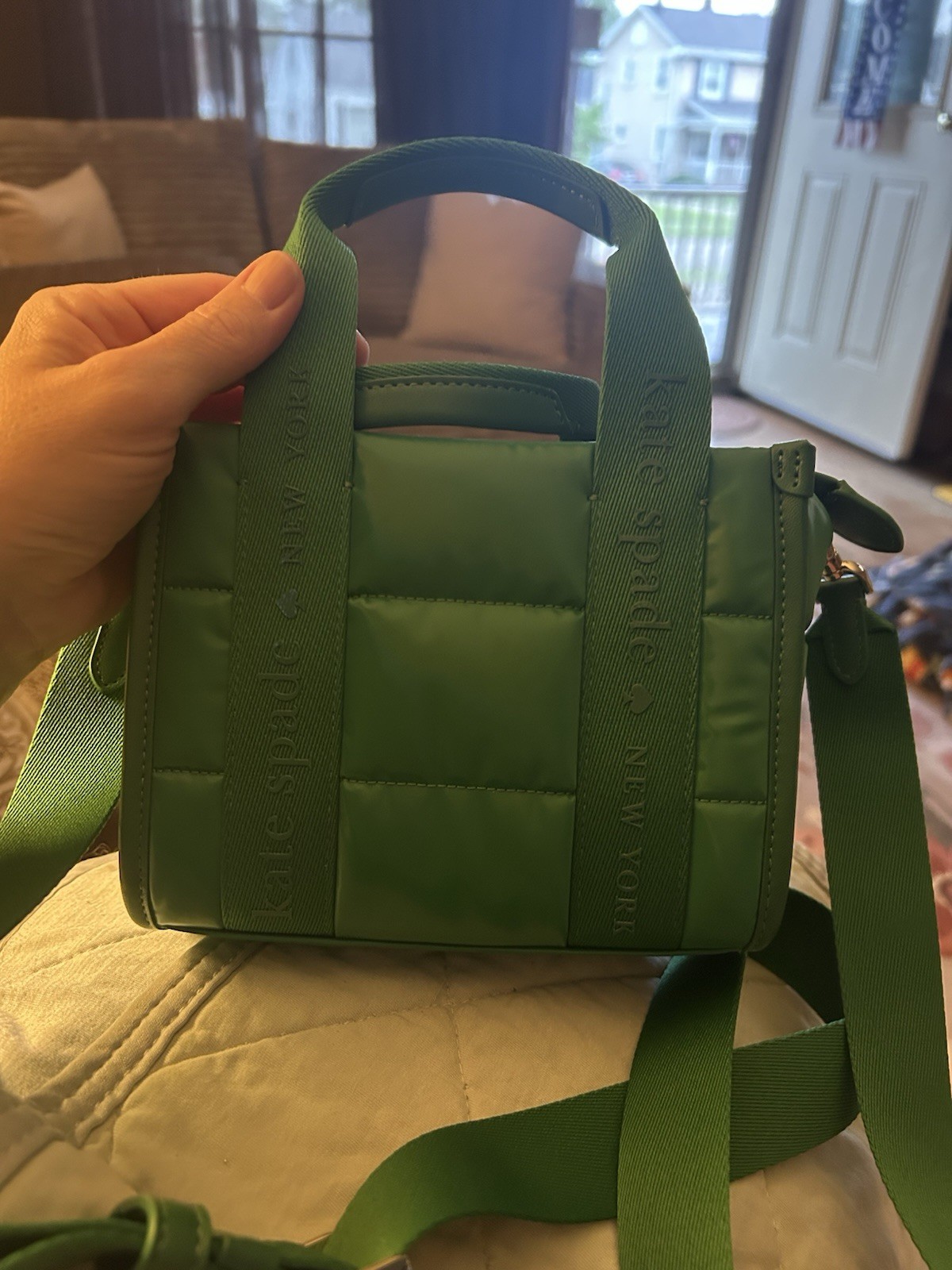 KATE SPADE KIP PUFFY MINI TOTE GREEN BEAN KM668 NWT $319