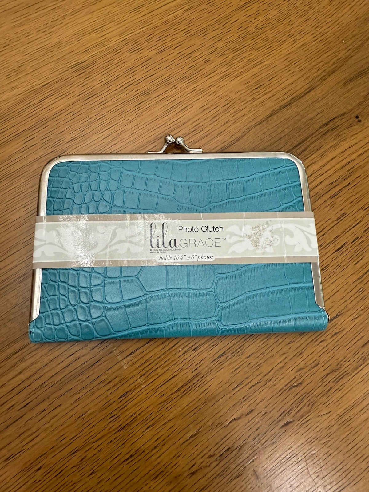 Lila Grace Photo Clutch NWT! Great Gift!! Holds 16 4x 6 Photos! Turquoise Color