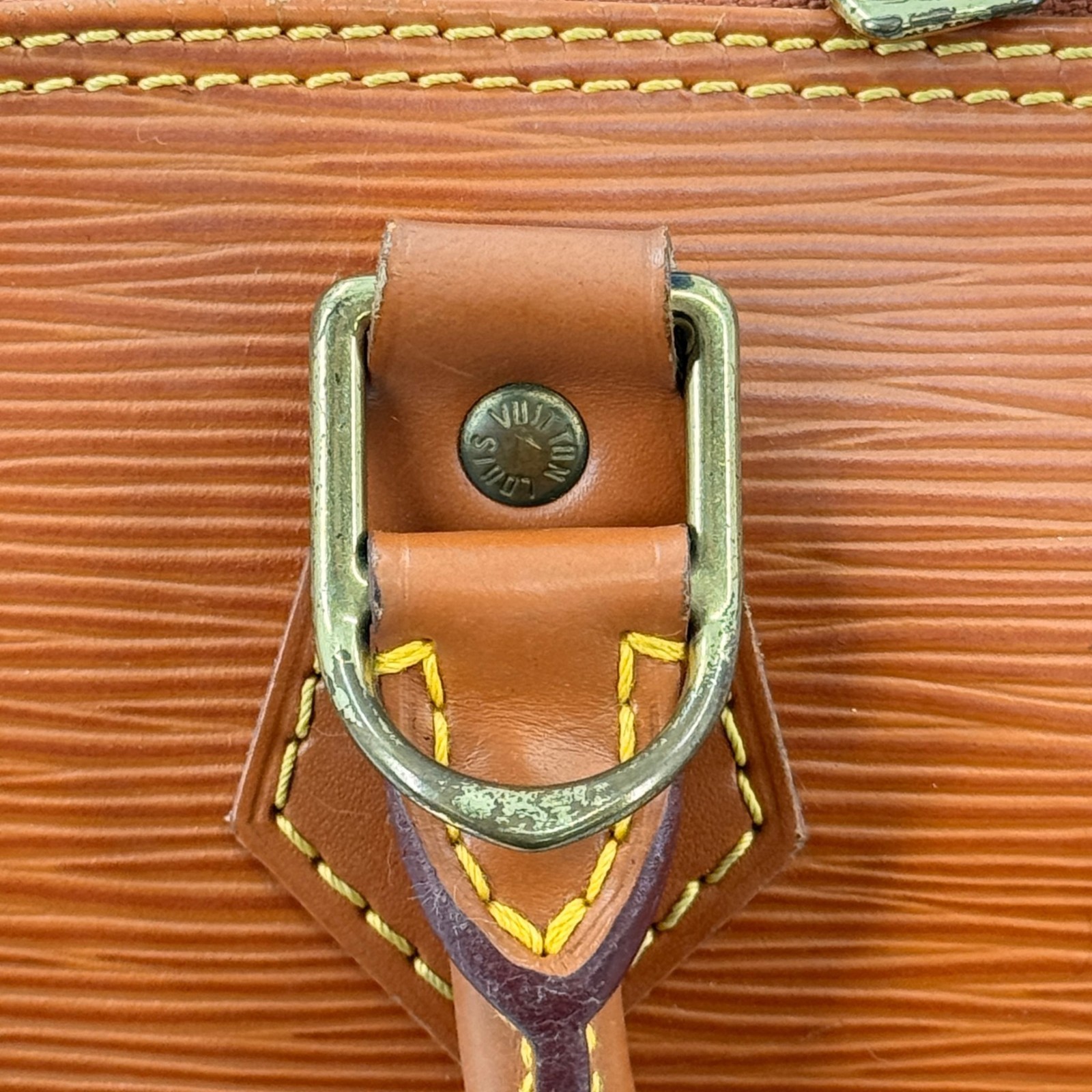 LOUIS VUITTON Alma PM Epi Kenya Brown Leather Women Top Handle Handbag M52148