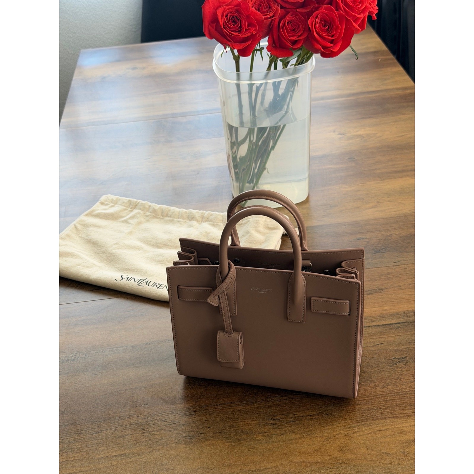Saint Laurent Sac De Jour Nano Dark Old Rose Leather Bag NWT YSL SDJ