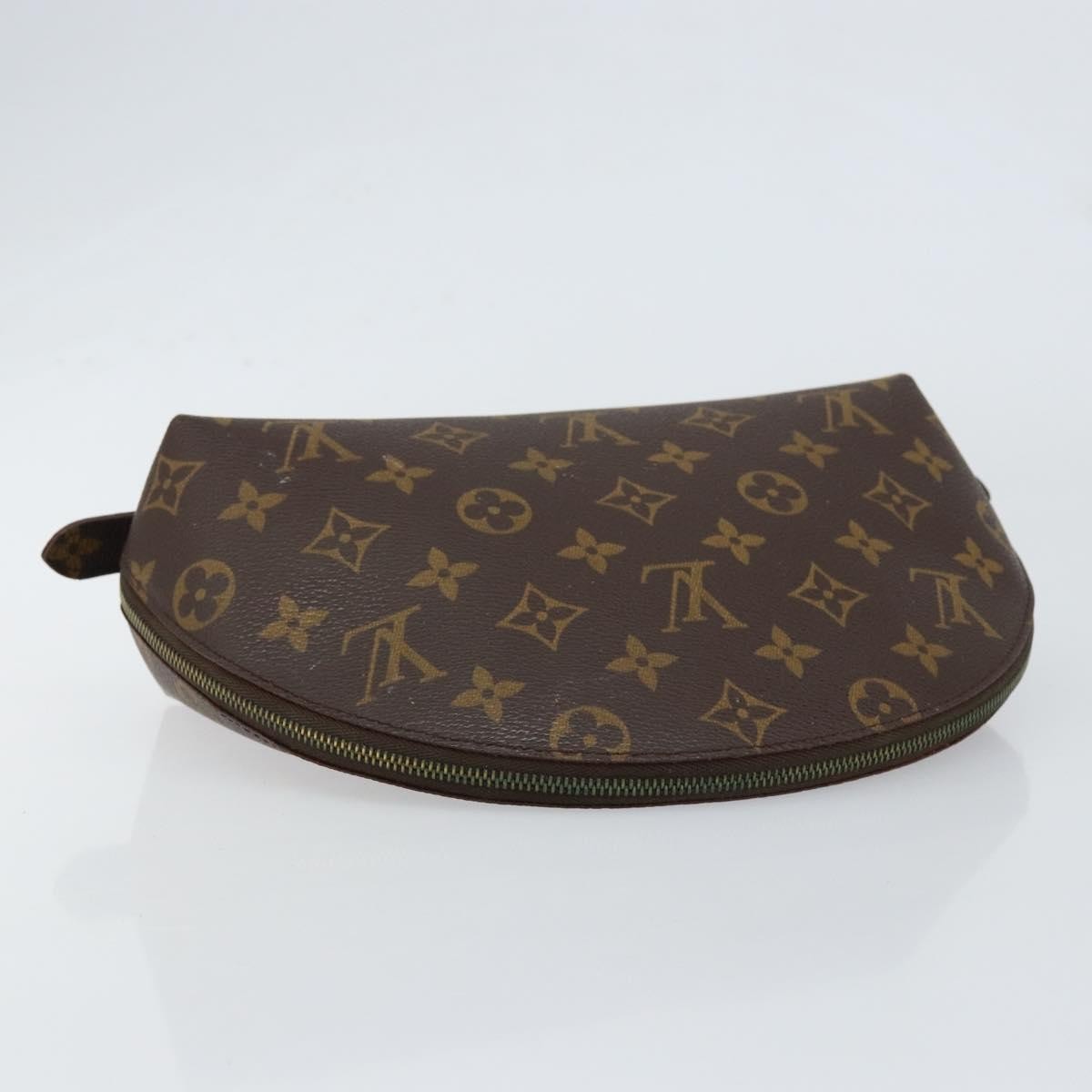 LOUIS VUITTON Monogram Trousse Demi Ronde Cosmetic Pouch M47520 LV Auth 152678