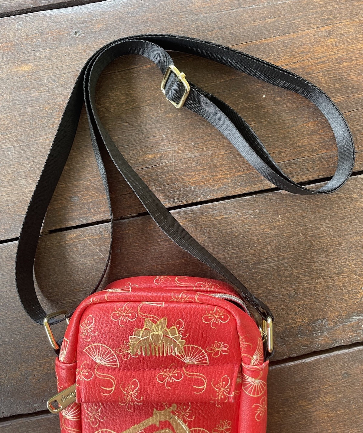 Disney Buckle Down Mulan Reddish Orange Gold Crossbody Bag Samurai Sword Asian