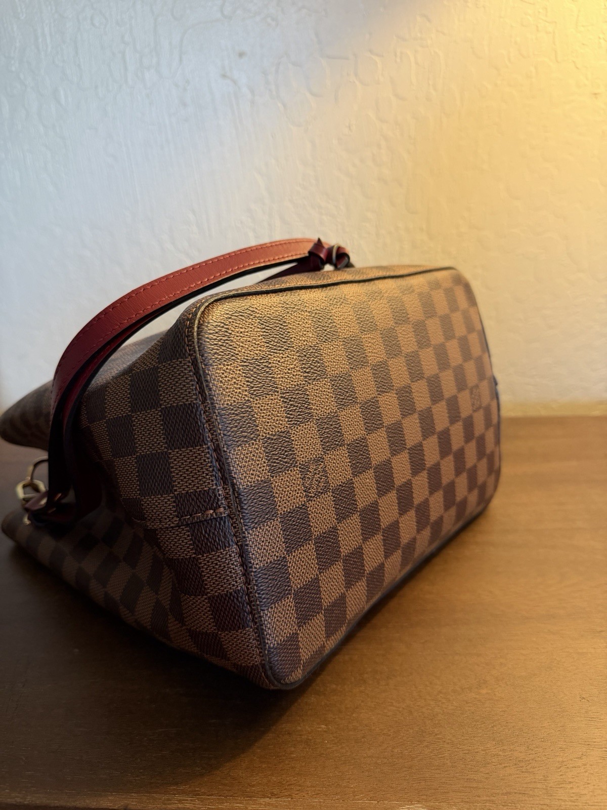Louis Vuitton Damier Ebene Bucket Bag Drawstring Adjustable Strap Gold HW