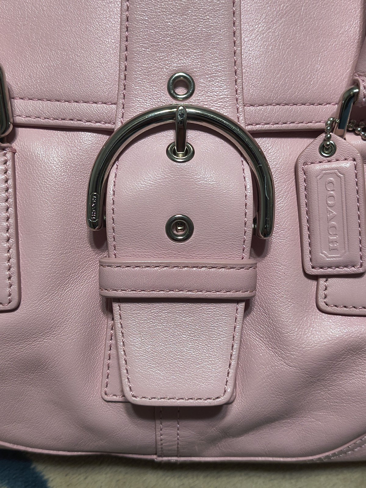 Coach Vintage Soho Satchel Buckle Flap Cowhide Leather Bag Barbie Pink