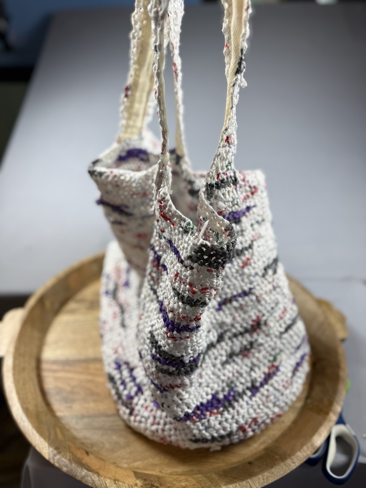 Handmade Plarn Tote Bag Recycled Plastic Crochet Market Beach Grocery Bag