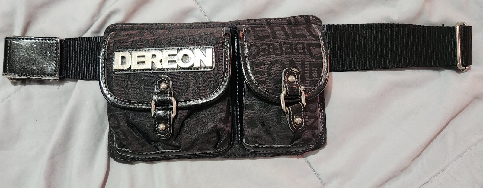Dereon: Black Denim Hip Fanny Pack/Backpack/Handbag (Used)