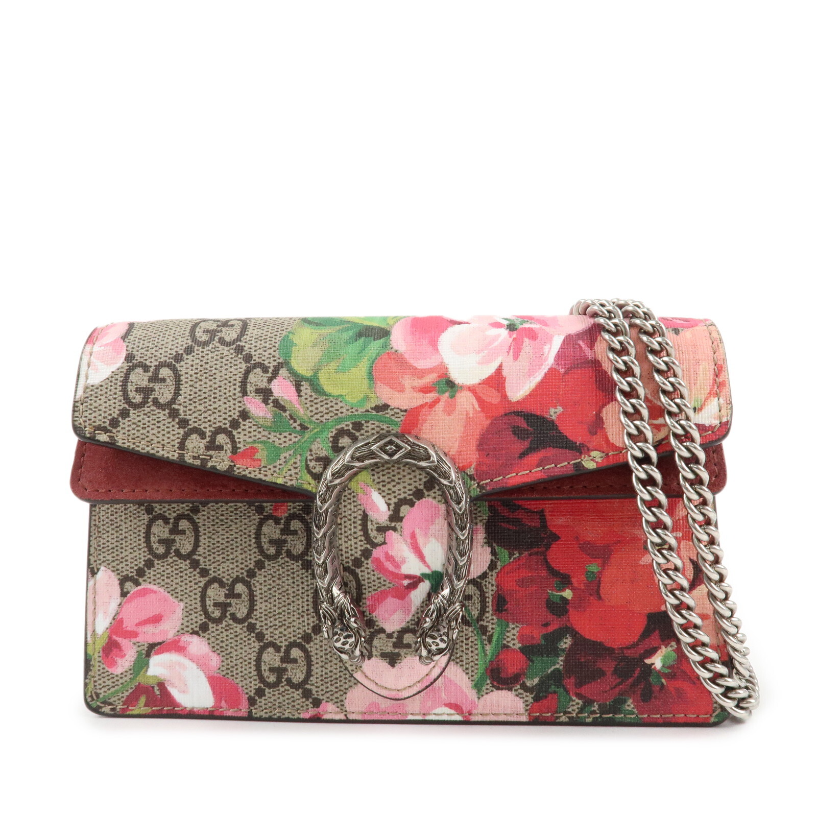 GUCCI Dionysus GG Supreme Chain Shoulder Bag 476432 Flower Beige Pink Auth Used