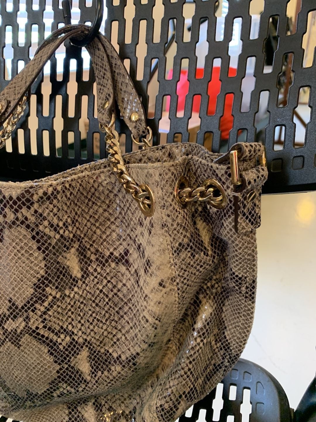 Michael Kors Jet Set Chain Python Snakeskin Embossed Shoulder Tote