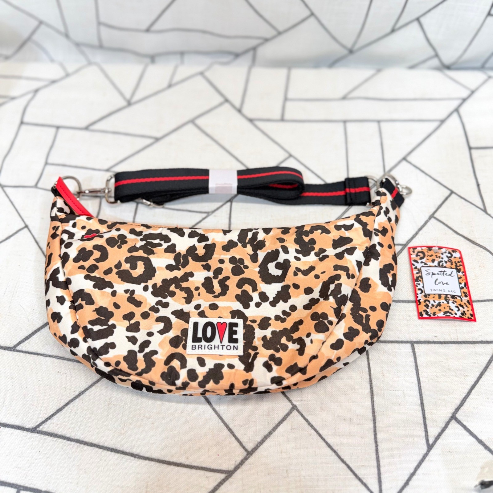 Brighton Spotted Love Swing Bag OS Tan Leopard Print Crossbody D30313