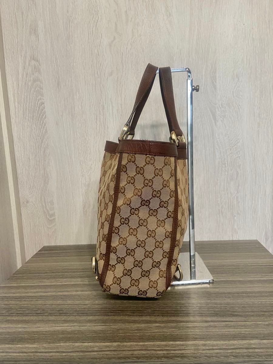 GUCCI Bag: Abbey Line GG Canvas Beige Leather Brown W28H26D12cm w/o accessories;