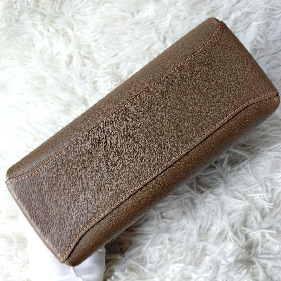 GUCCI Vintage Brown Leather Turn Lock Top Handle Shoulder Bag Gold Hardware