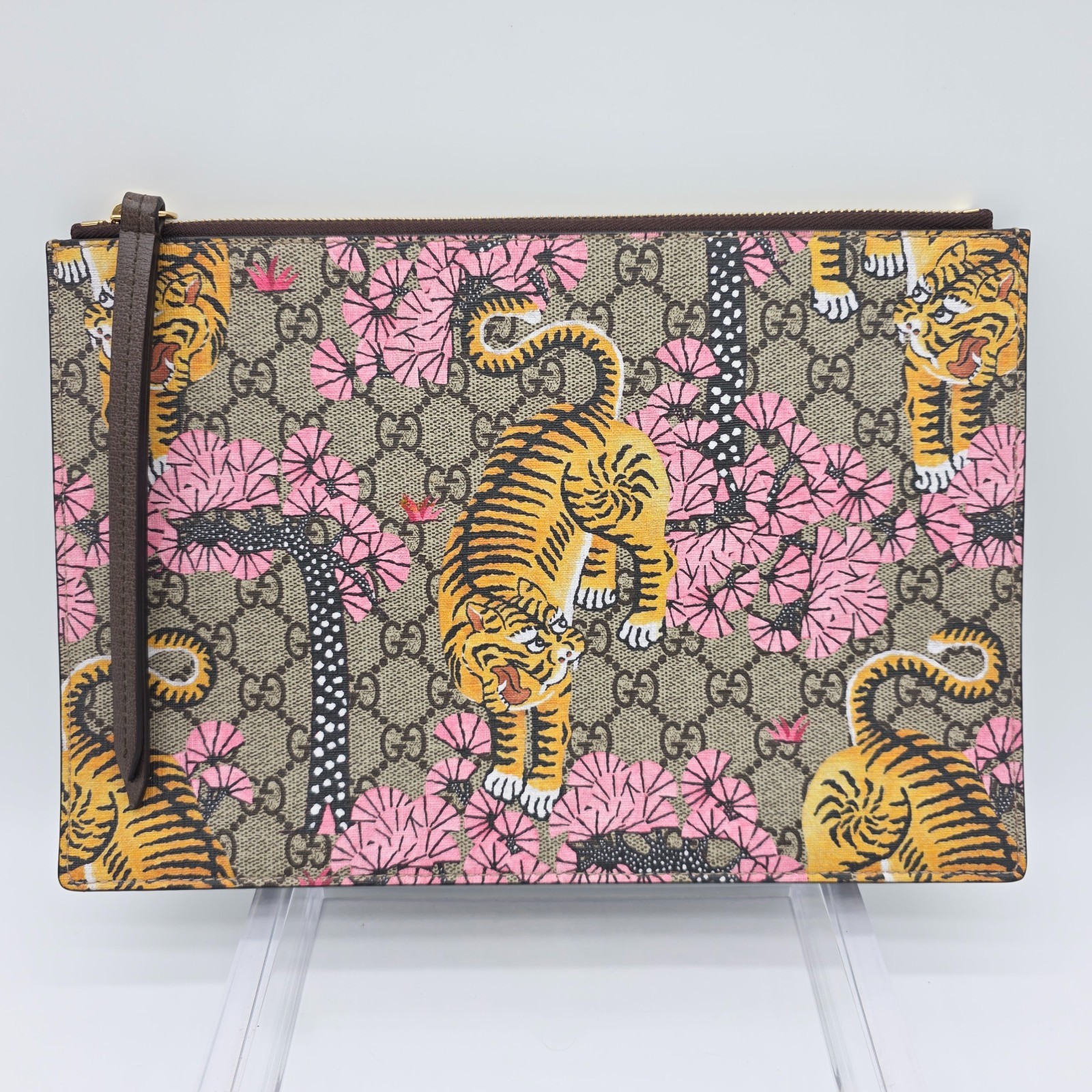 Gucci GG Supreme Bengal Tiger Zip Pouch Bag