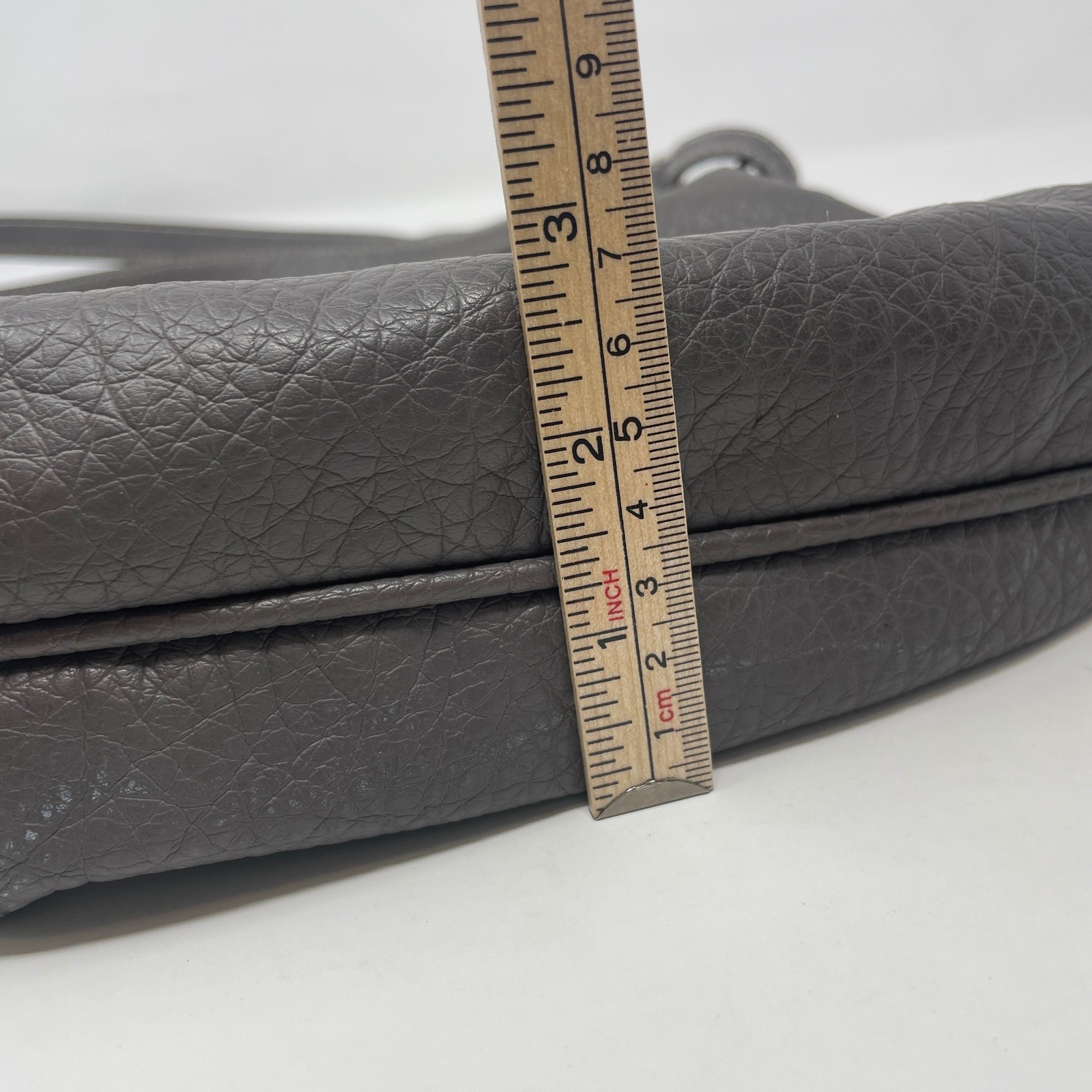 Rosetti Gray Pebbled Faux Leather Crossbody Bag Hobo Purse Contrast Stitch Boho