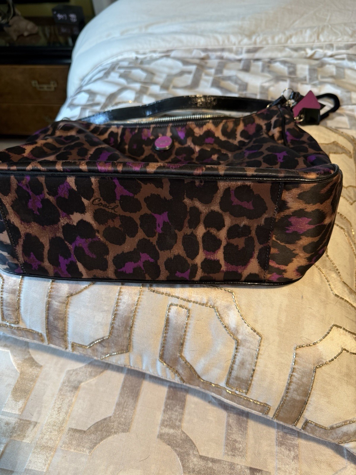 Coach Ocelot Tote Violet/Purple/Black Animal Print