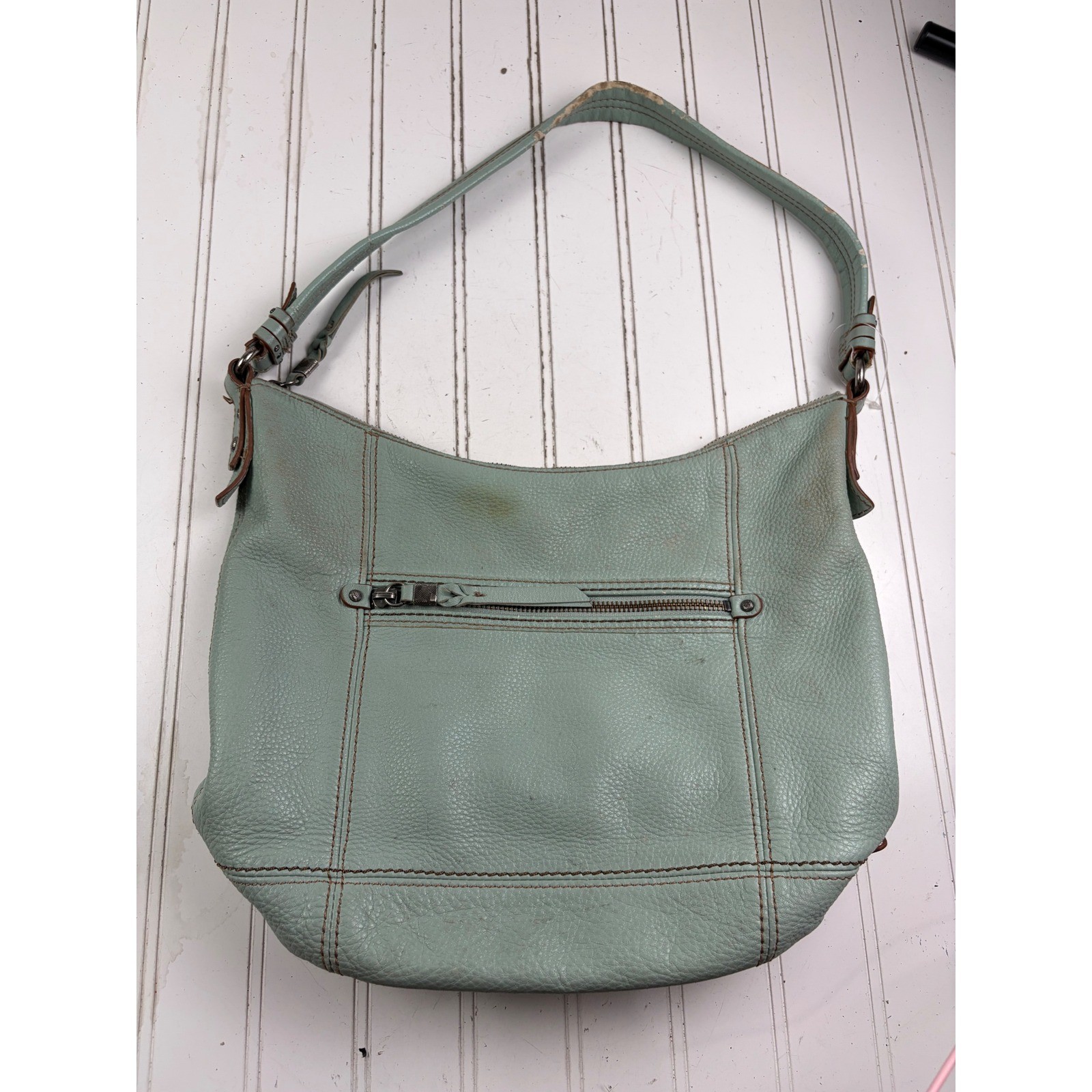The Sak Vintage Y2K Sequoia Mint Pebbled Genuine Leather Hobo Bag