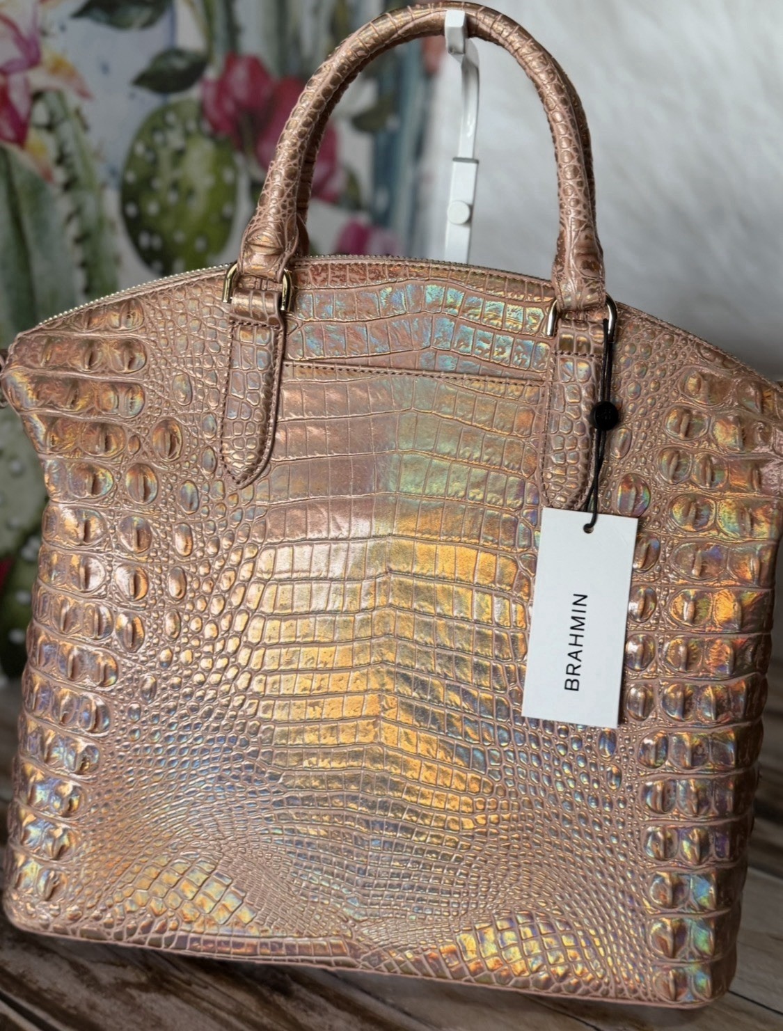LAST ONE !! Brahmin Large Duxbury Melbourne Rose Gold Satchel NWT HOLOGRAPHIC