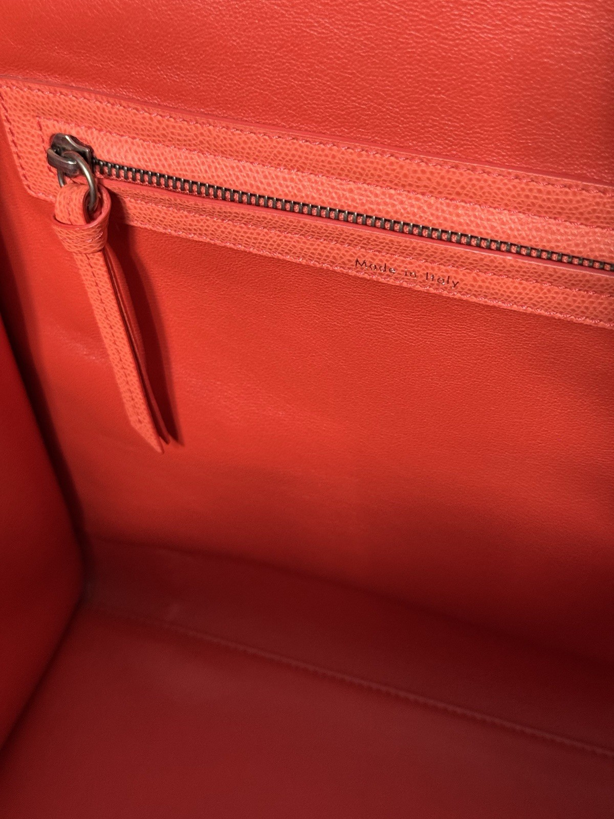 100% AUTHENTIC CELINE Luggage Phantom Bag in Coral Orange – Grained Leather