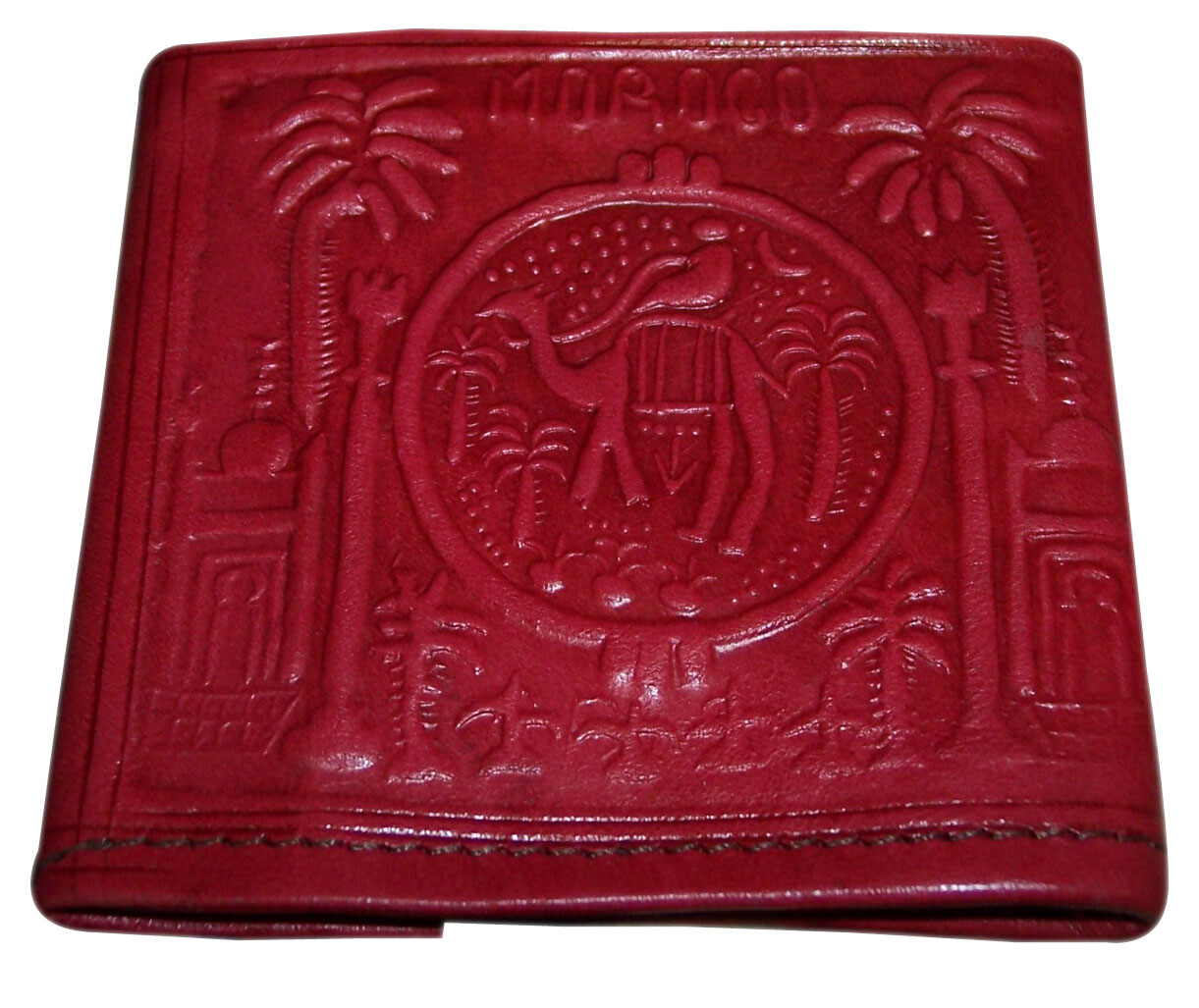 Moroccan Wallet Genuine Leather Bifold Coin Handmade Pocket Unisex Small Red