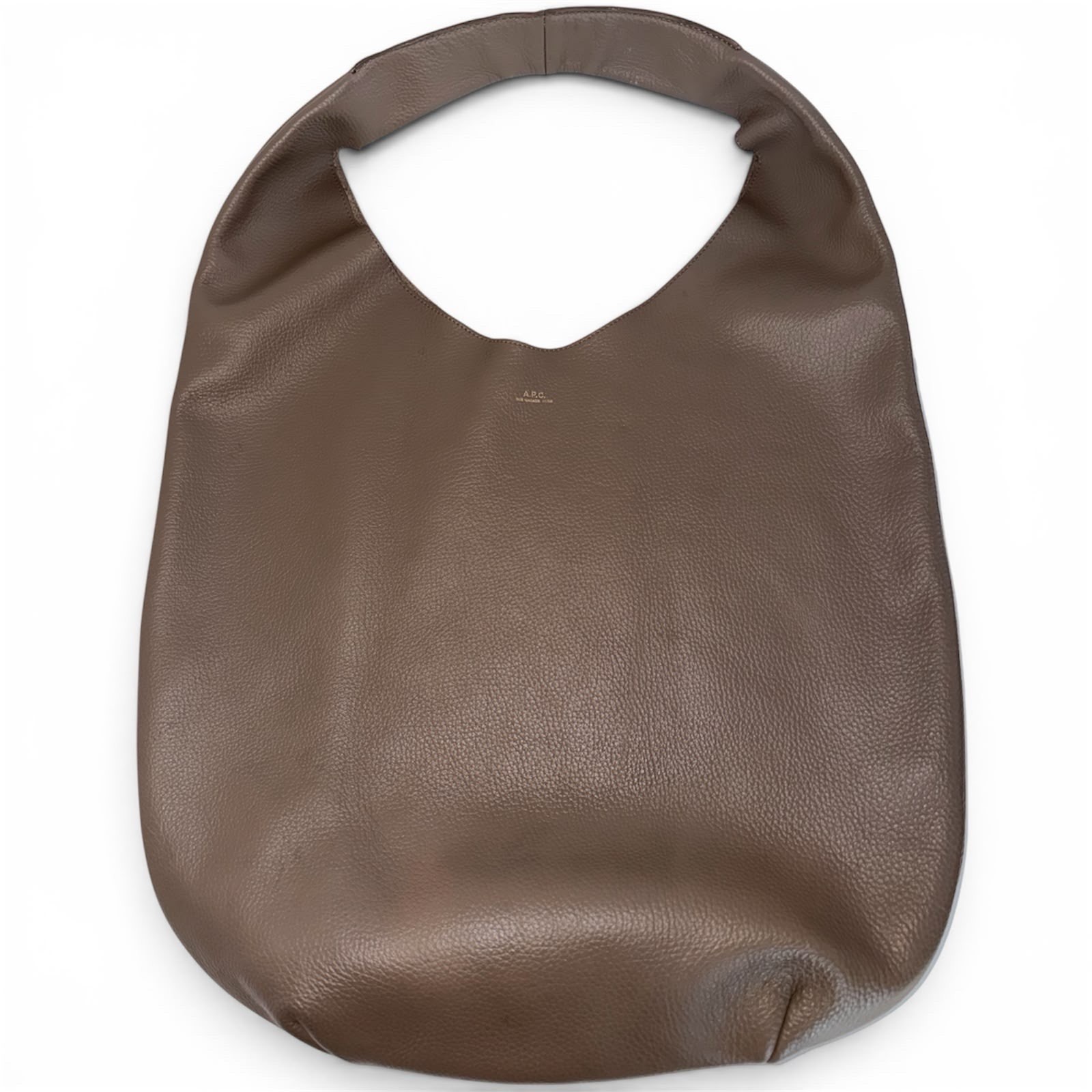 A.P.C. Le Neige Grained Leather Tote Bag in Dark Taupe