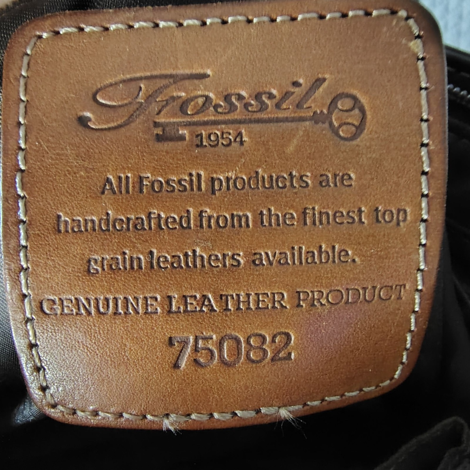 Y2K Fossil 75082 Dark Brown Leather Tote Small Bag Zip Purse Classic 10 Inch