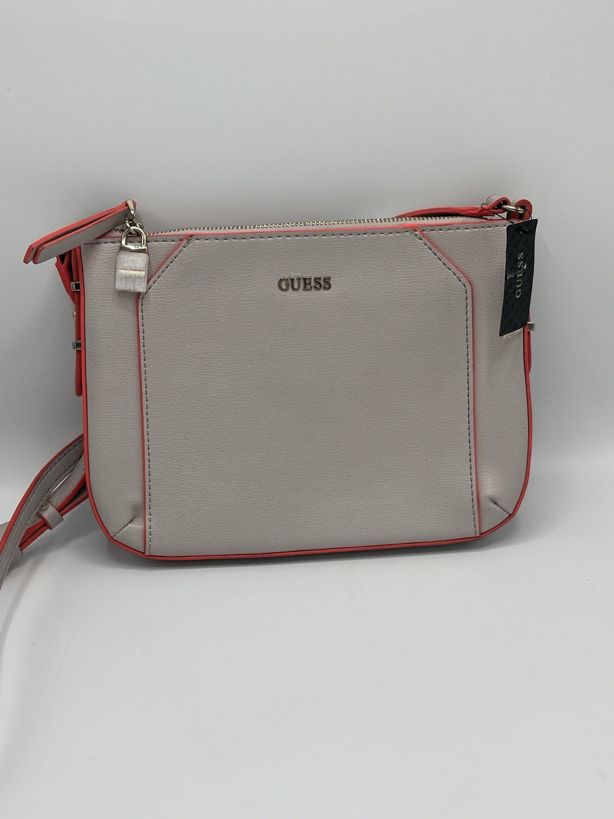 GUESS Women’s Devyn Mini Crossbody Bag Purse Nude W/ Orange Piping New With Tags