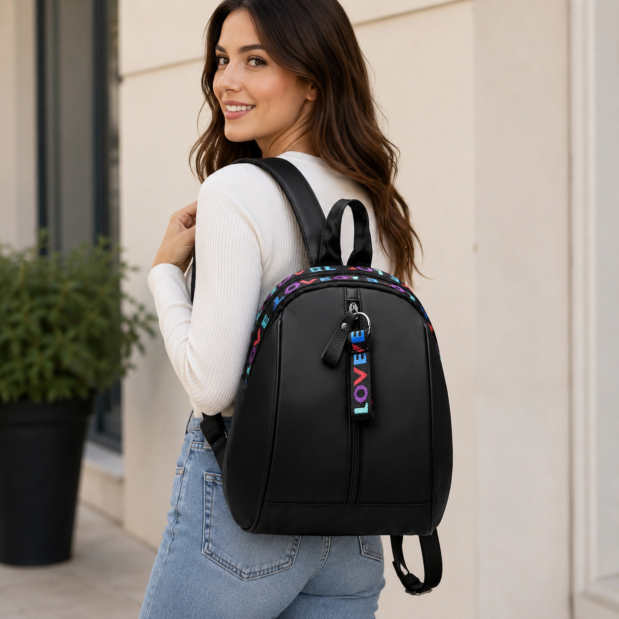 Mini Backpack for Women & Teens, Small Lightweight Oxford Cloth Shoulder Bag