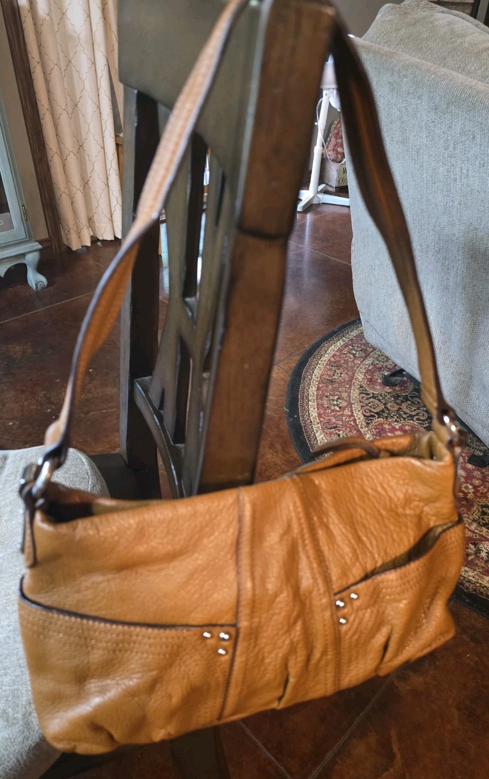 Tignanello Women’s Brown Pebbled Leather Shoulder Bag 11″x7″x3.25″