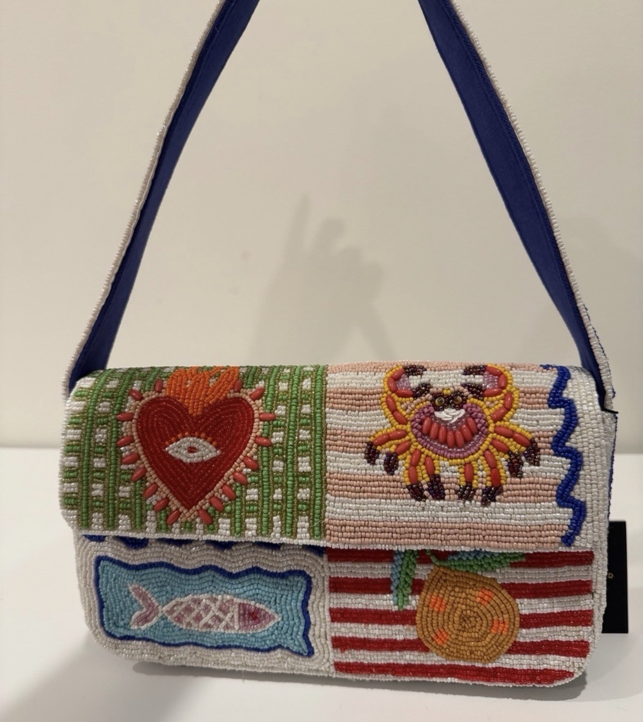 Viral America and beyond Beaded Bag Multicolor Heart Flag Fish Crab