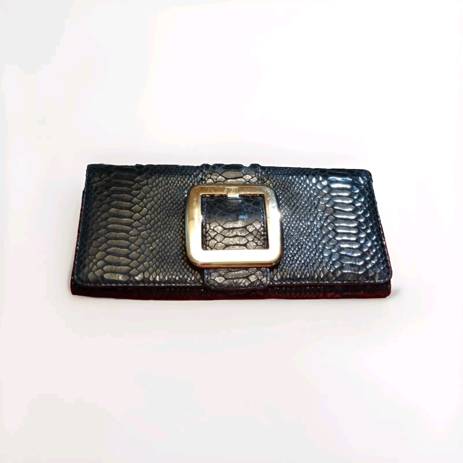 Michael Kors Womens Animal Print Snap Button Buckle Flapped Clutch Black (0107)